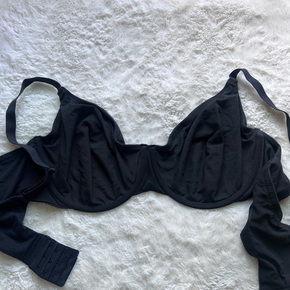 SKIMS Cotton Jersey Unlined Underwire Bra Soot Black Size 44D BR-UWR-0637 NEW - Picture 6 of 11